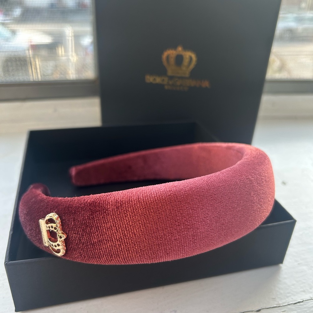 Dolce & Gabbana Velvet Headband in Deep Red